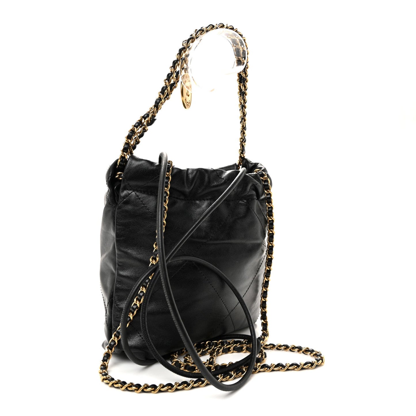 Shiny Calfskin Quilted Mini Chanel 22 Black