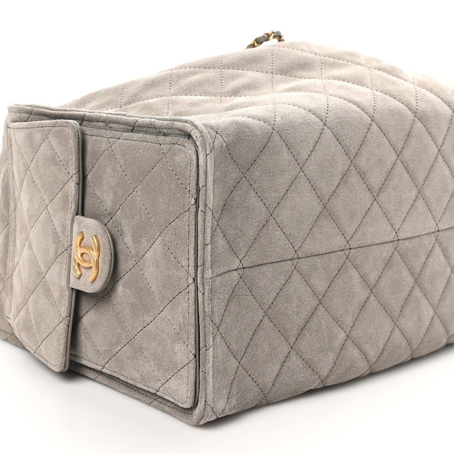 Suede Quilted Medium Chanel 25 Handbag Dark Grey
