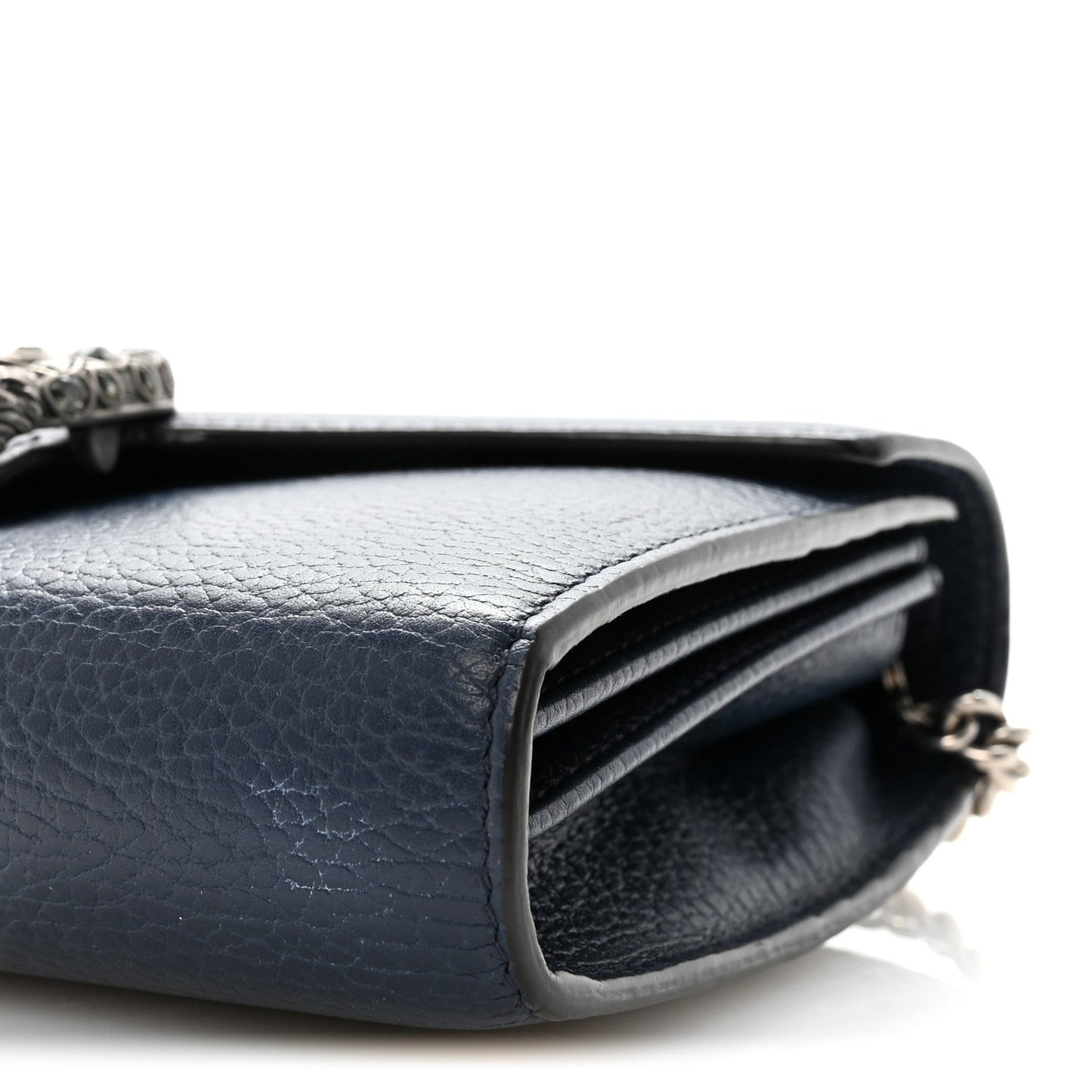 Dollar Calfskin Crystal Mini Dionysus Chain Wallet Blue Agata Black Diamond
