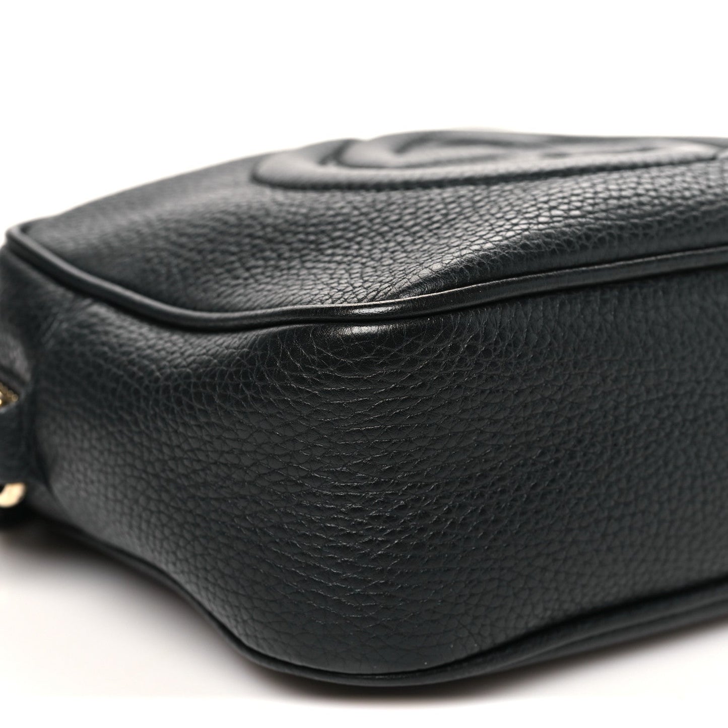 Pebbled Calfskin Small Soho Disco Bag Black