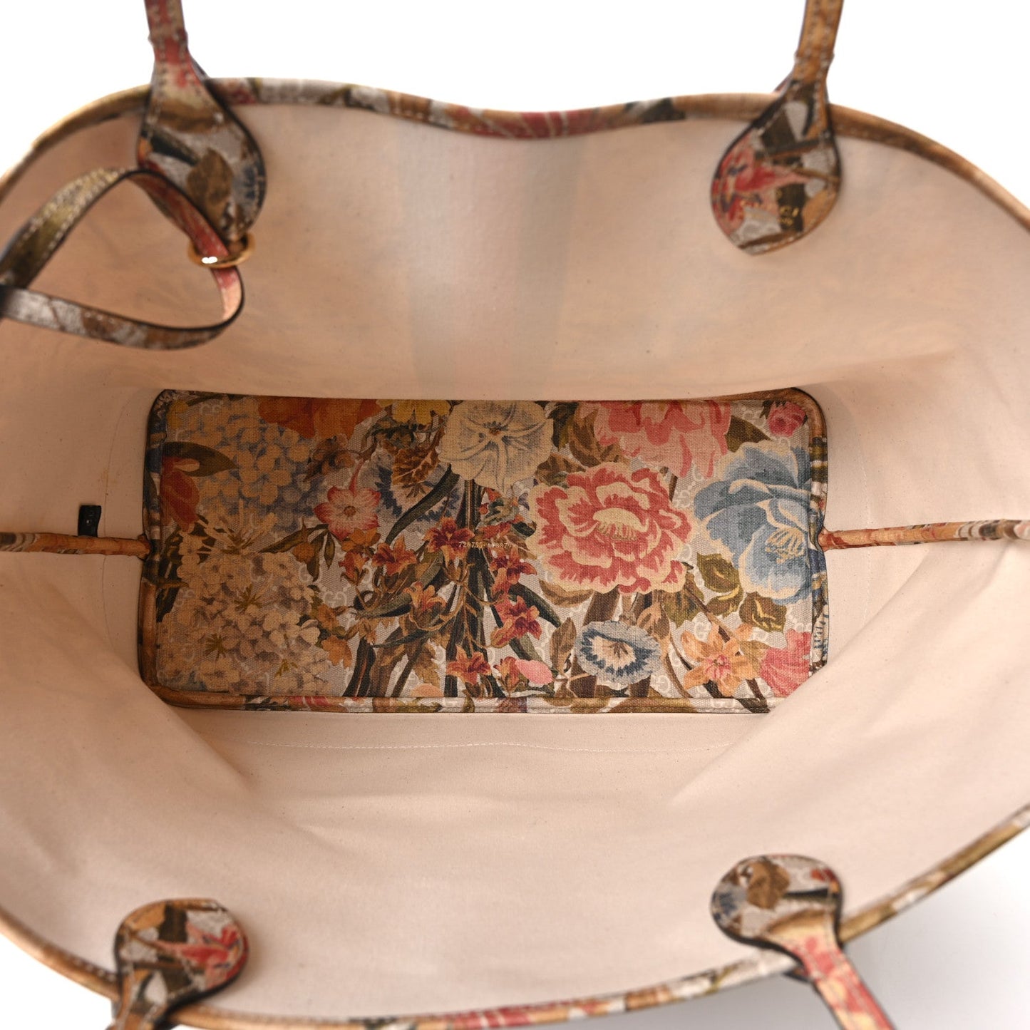 GG Supreme Monogram Water Flora Web Large Ophidia Tote Beige White Multicolor