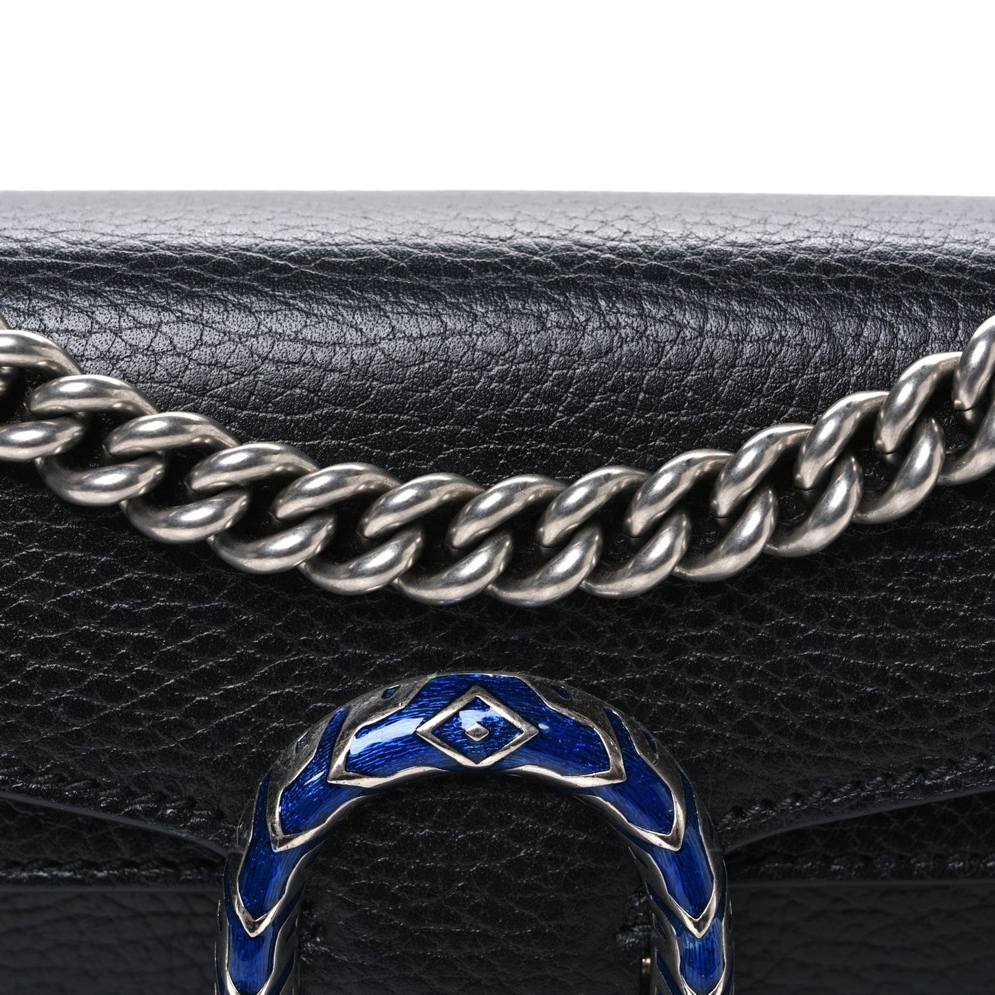 Dollar Calfskin Enamel Small Dionysus Shoulder Bag Black Electric Blue