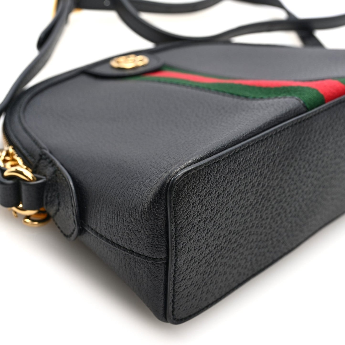 Calfskin GG Web Small Ophidia Dome Shoulder Bag Black
