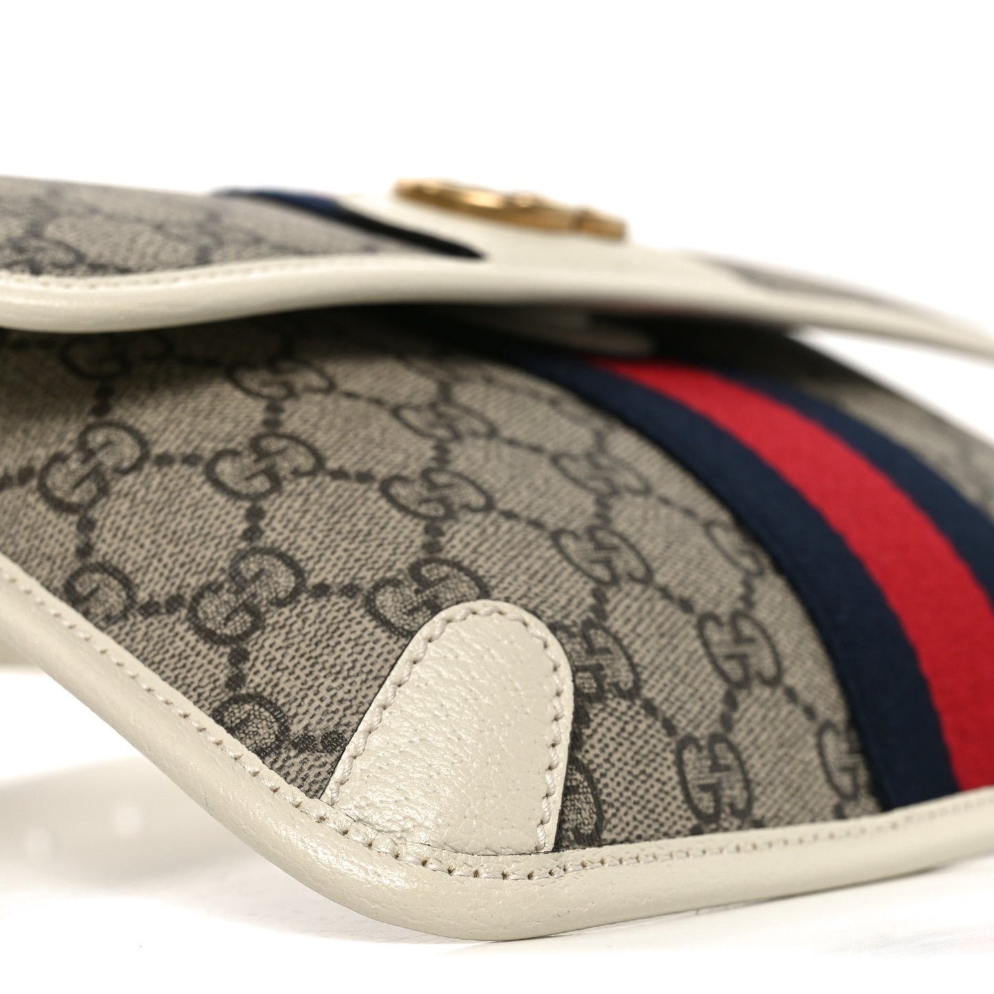 GG Supreme Monogram Web Small Ophidia Belt Bag 85 34 Beige Ebony White