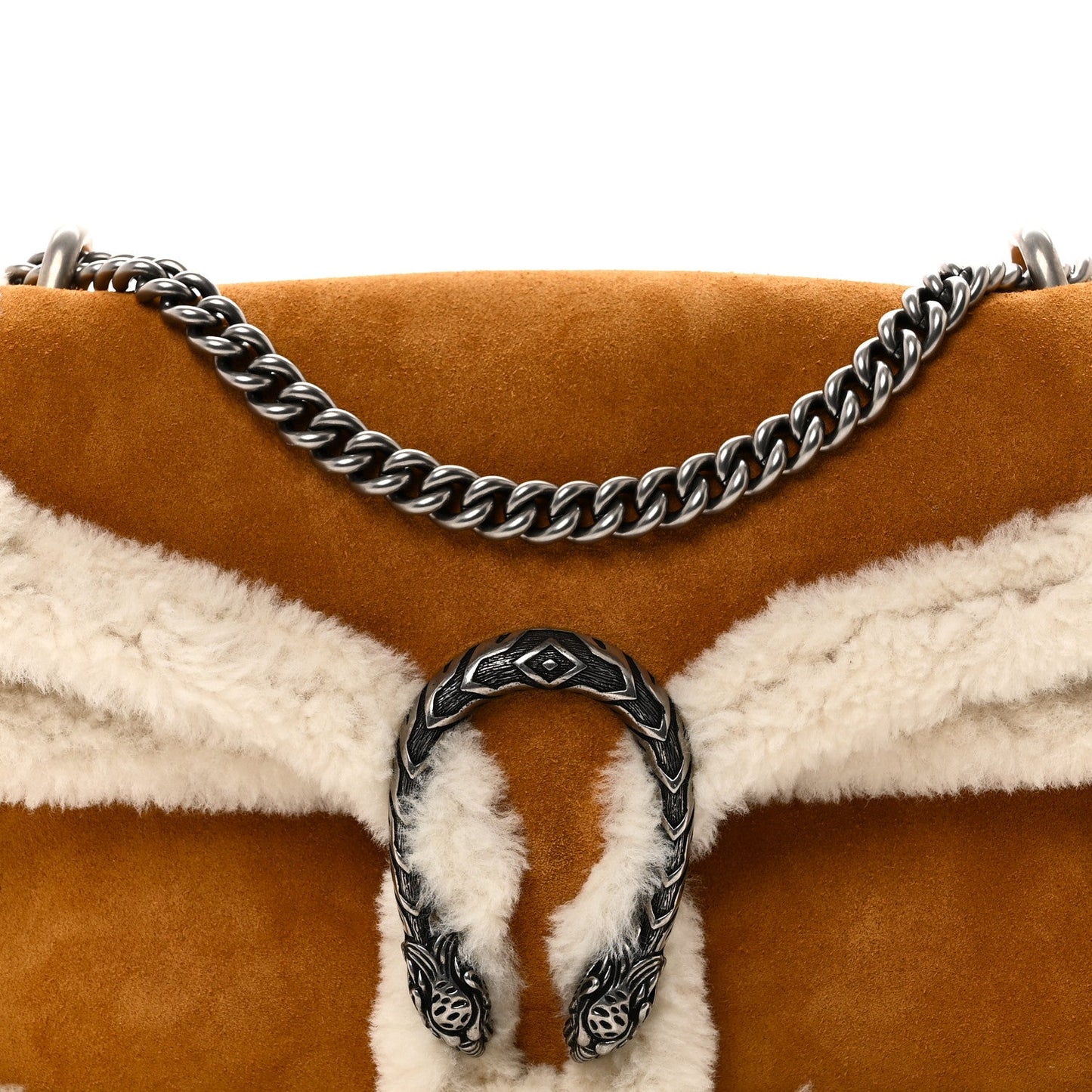 Suede Shearling Small Dionysus Bag Honey Beige Milk