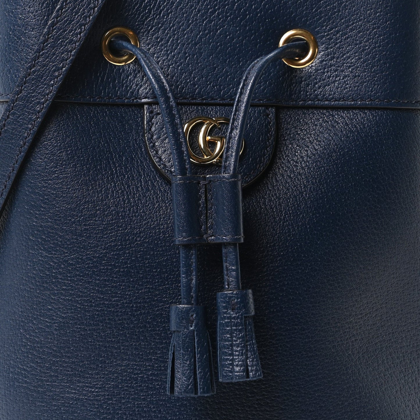 Soft Textured Calfskin Web Small Ophidia Bucket Bag Blue Agata