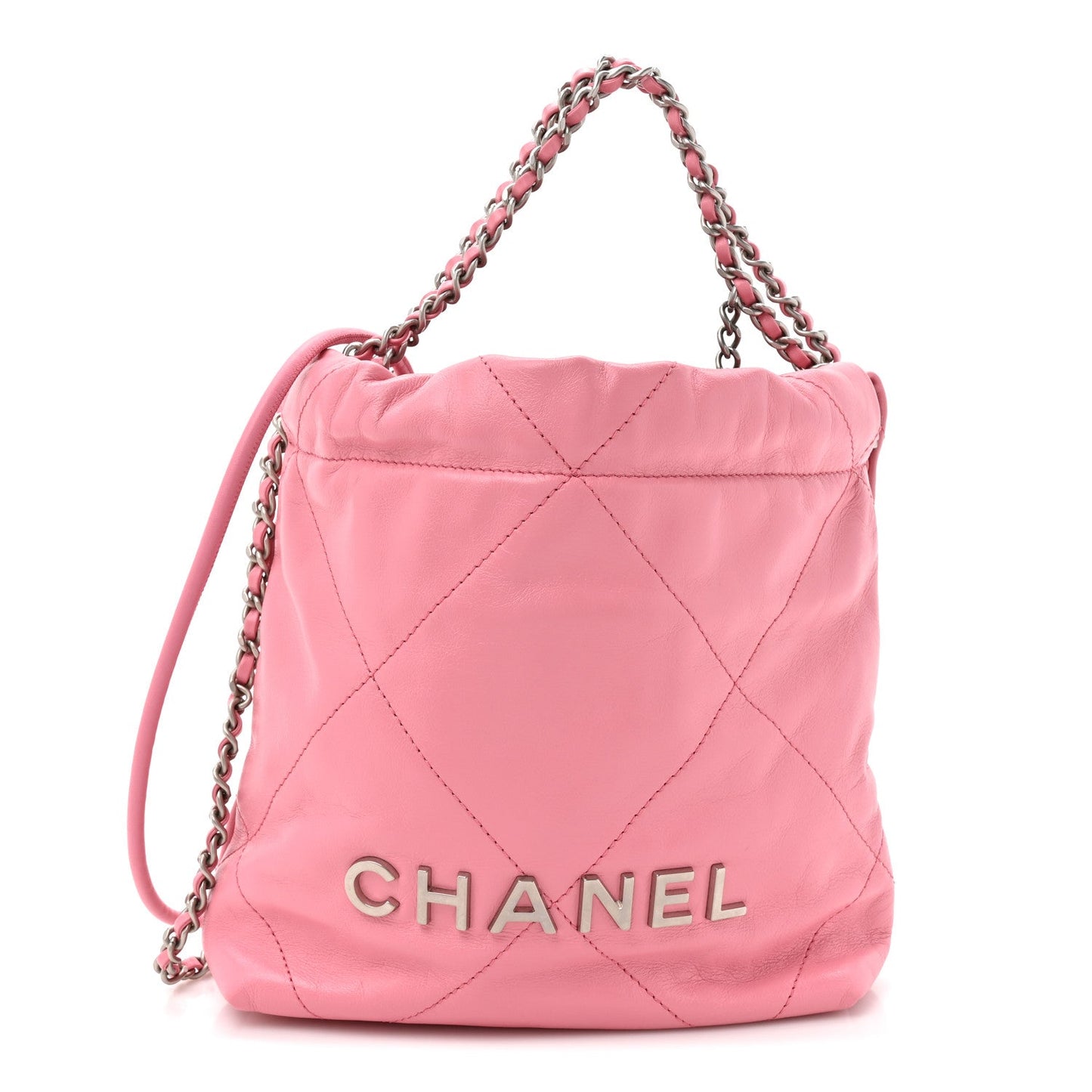 Shiny Calfskin Quilted Mini Chanel 22 Pink