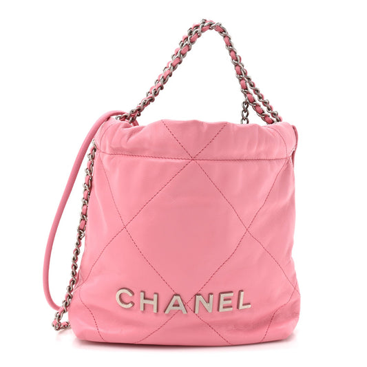 Shiny Calfskin Quilted Mini Chanel 22 Pink