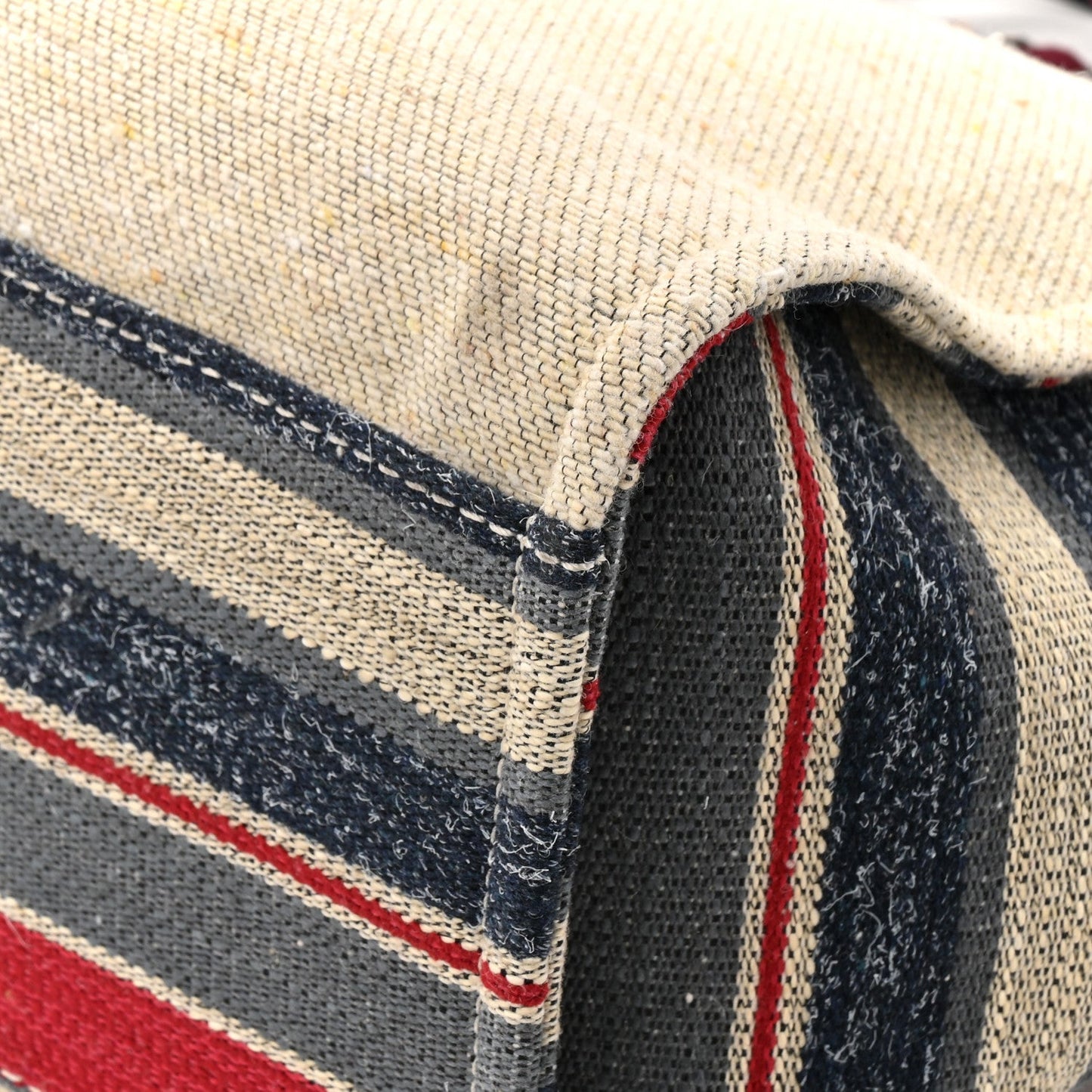Striped Canvas Medium Deauville Tote Beige