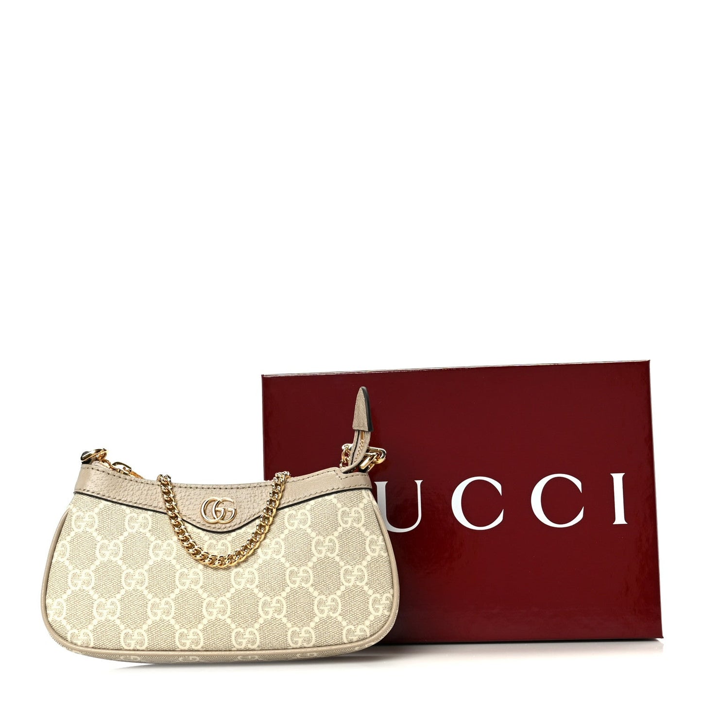 GG Supreme Monogram Textured Dollar Calfskin Web Mini Ophidia GG Handbag Beige Mystic White Oatmeal