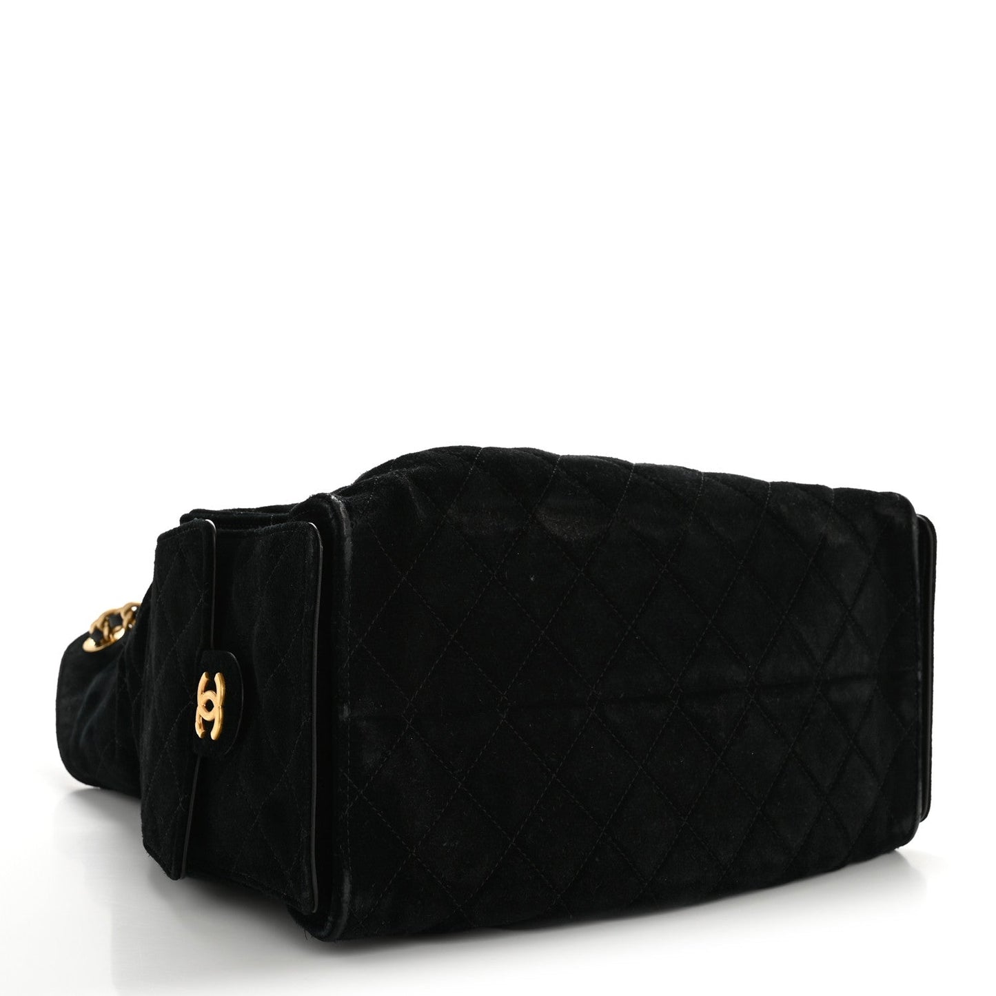 Suede Quilted Medium Chanel 25 Handbag Black