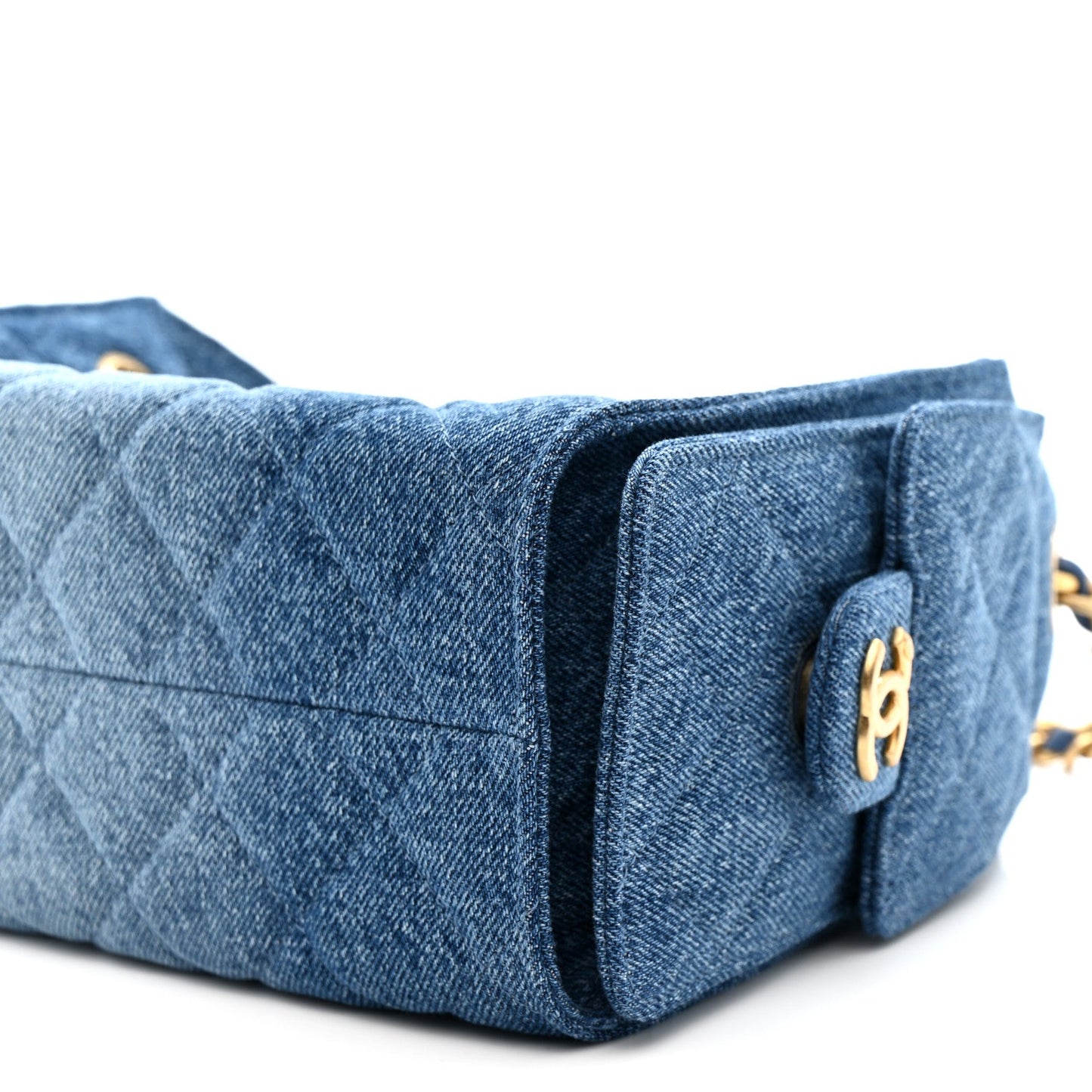 Washed Denim Quilted Mini Chanel 25 Handbag Blue