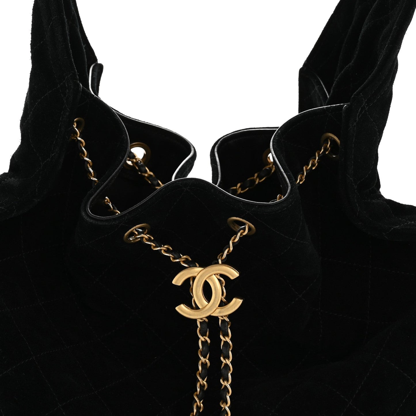 Suede Quilted Medium Chanel 25 Handbag Black