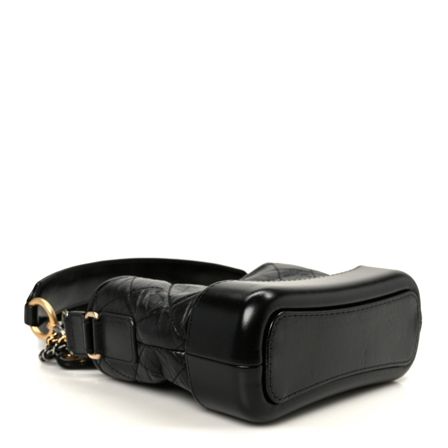 Aged Calfskin Quilted Small Gabrielle Logo Hobo Black