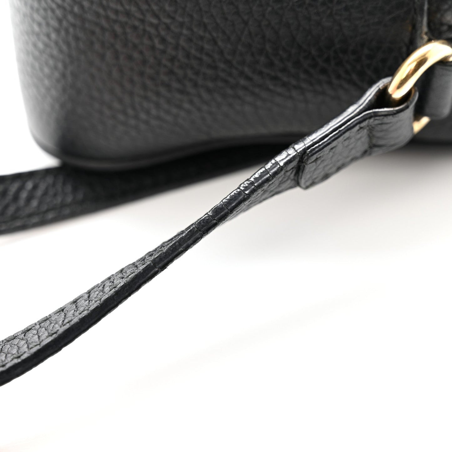 Pebbled Calfskin Small Soho Disco Bag Black