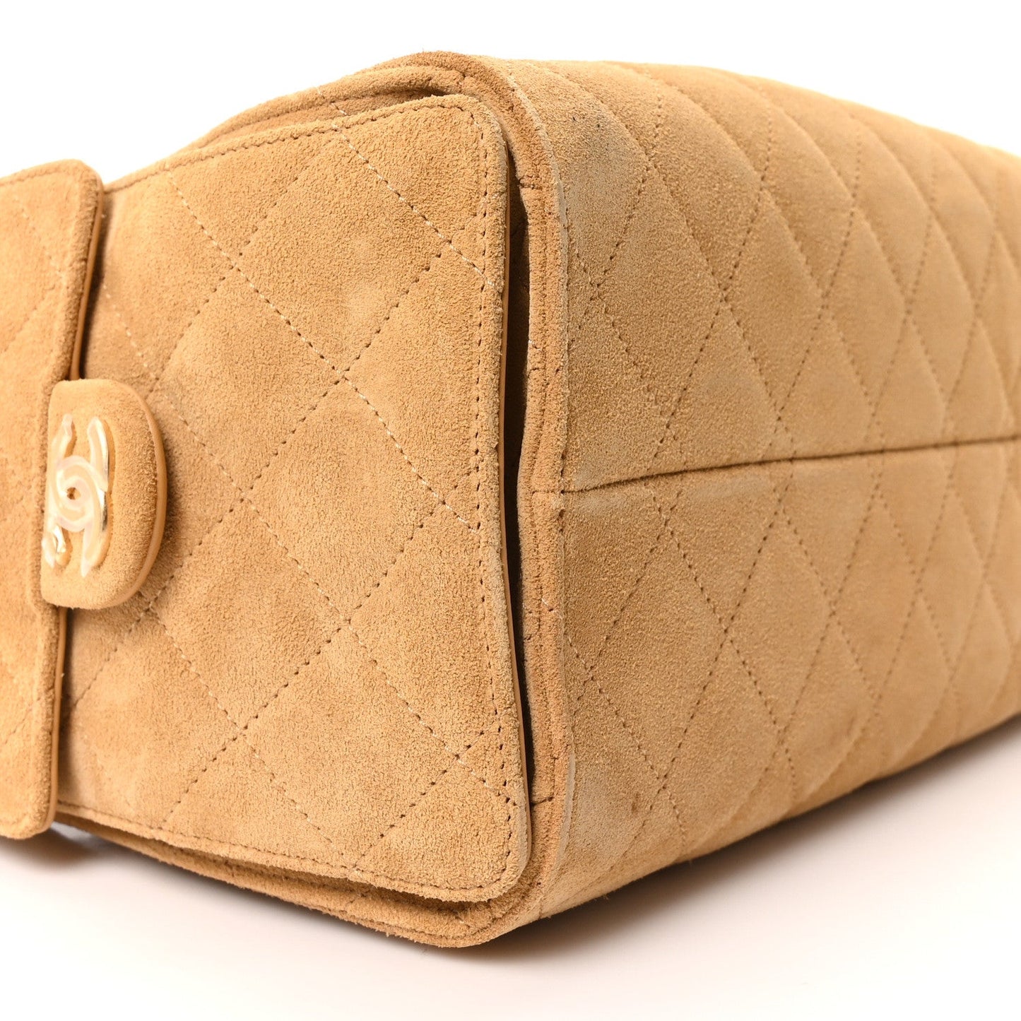 Suede Quilted Small Chanel 25 Handbag Beige