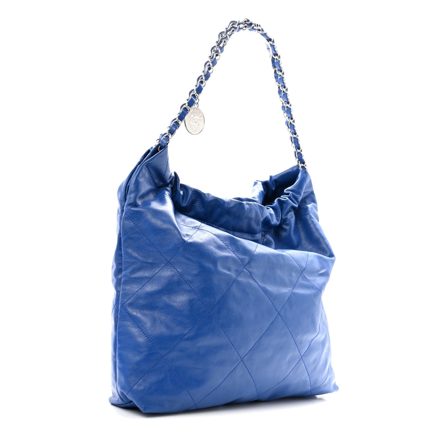 Shiny Calfskin Quilted Chanel 22 Blue