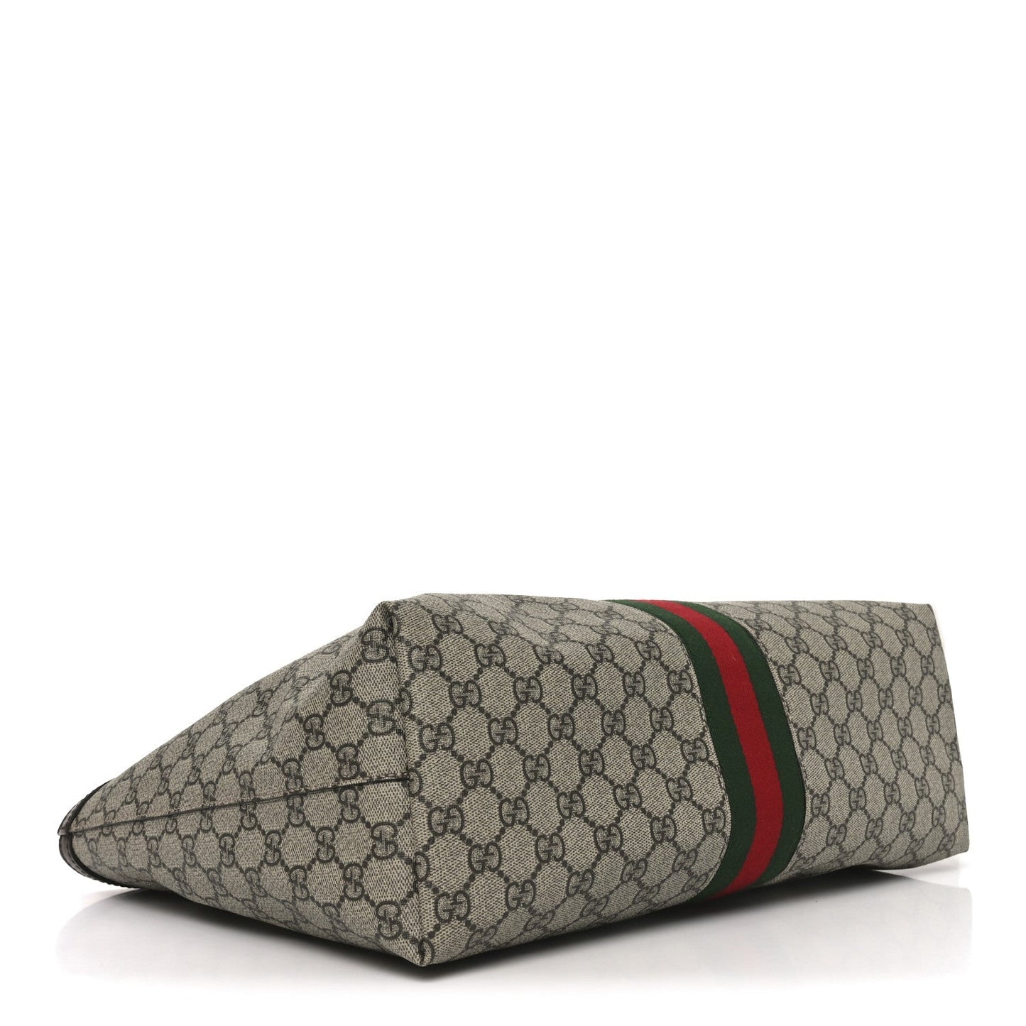 GG Supreme Monogram Textured Calfskin Web Medium Ophidia Shopping Tote Beige Ebony New Acero