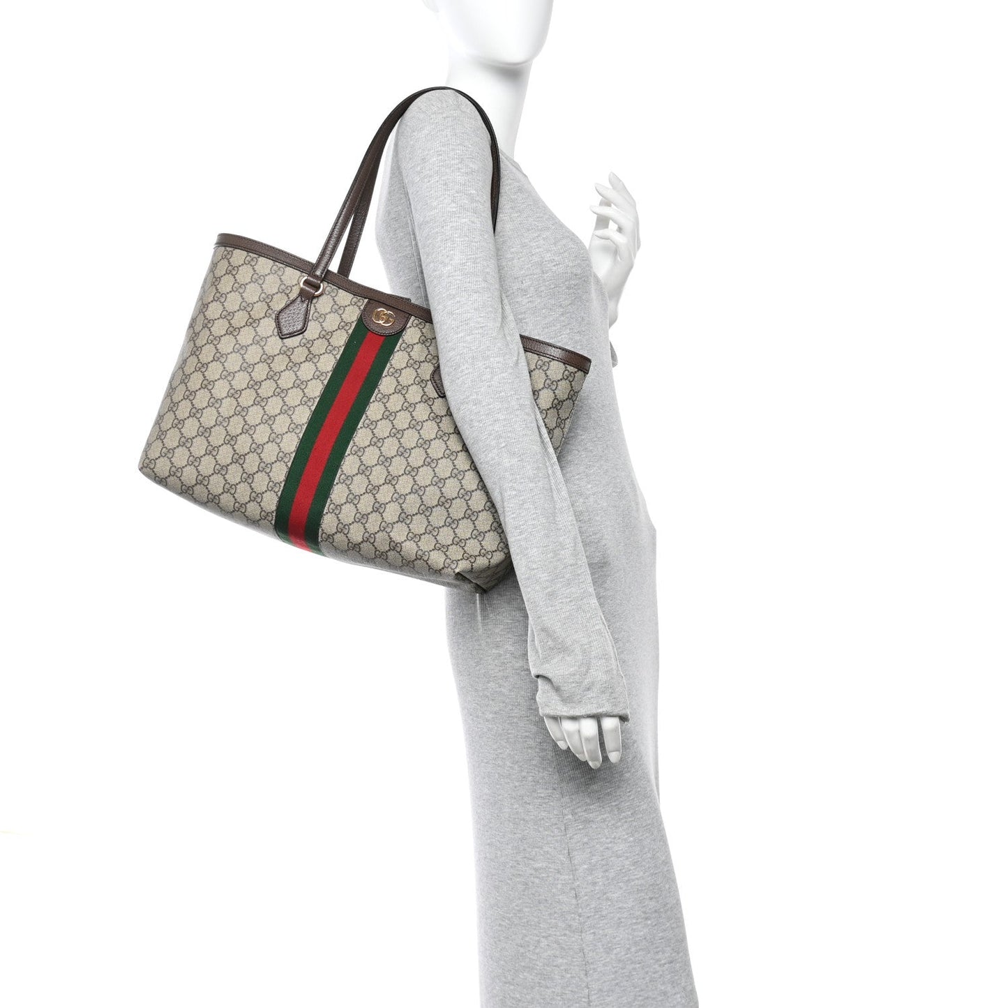 GG Supreme Monogram Medium Ophidia Shopping Tote Brown