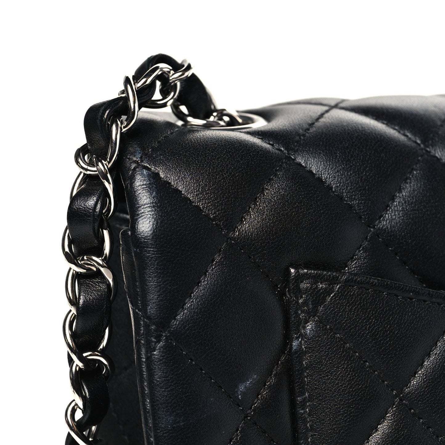 Lambskin Quilted Mini Rectangular Flap Black