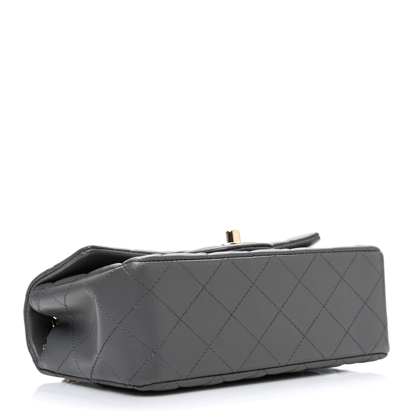 Lambskin Quilted Mini Rectangular Flap Dark Grey