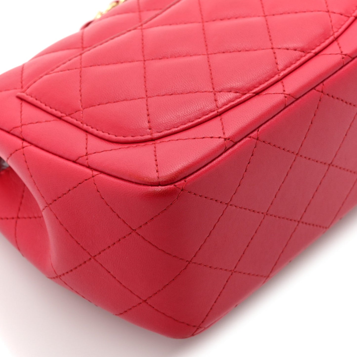 Lambskin Quilted Mini Square Flap Dark Pink