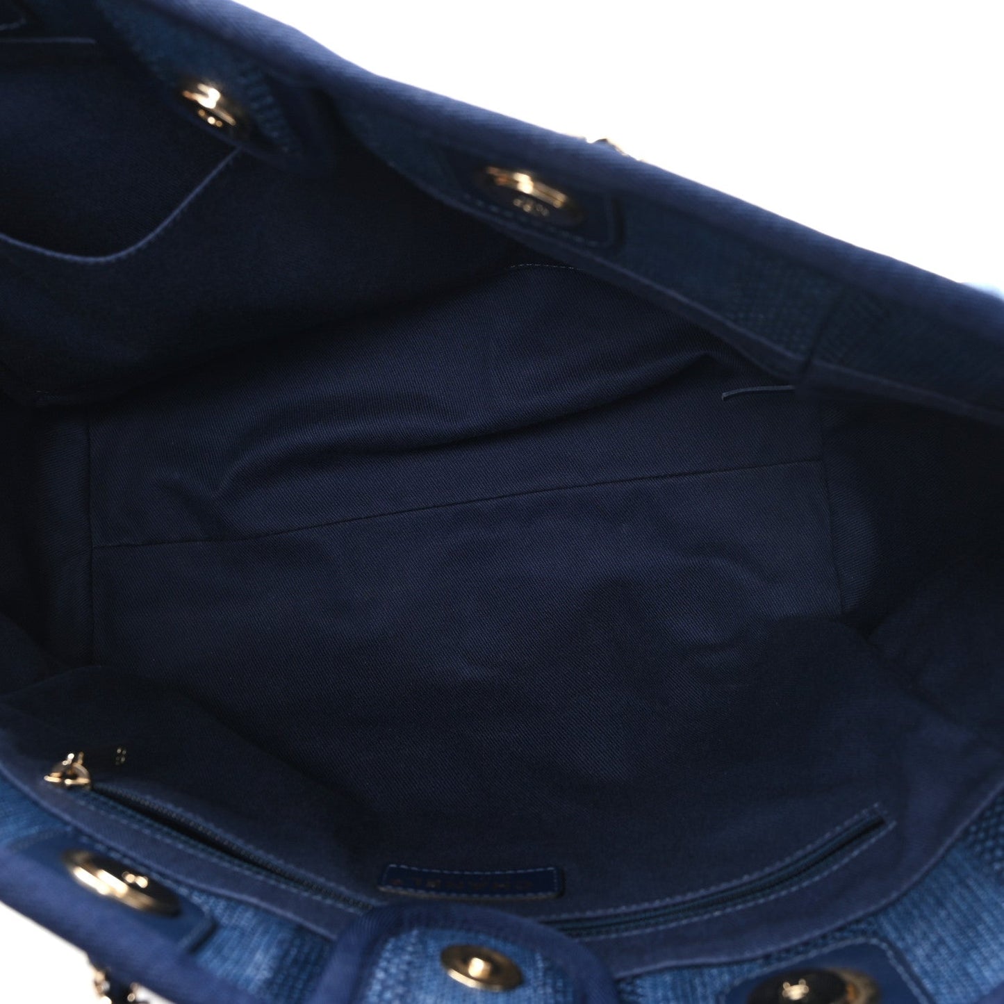 Mixed Fibers Striped Small Deauville Tote Navy Blue