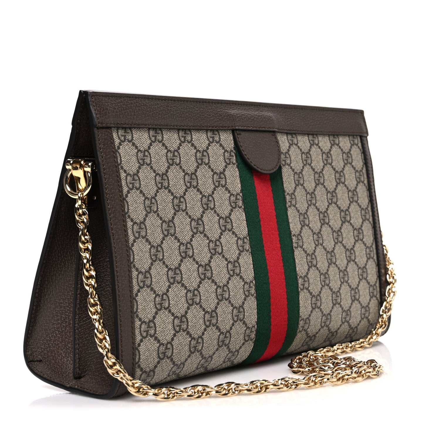 GG Supreme Monogram Web Medium Ophidia Chain Shoulder Bag Brown