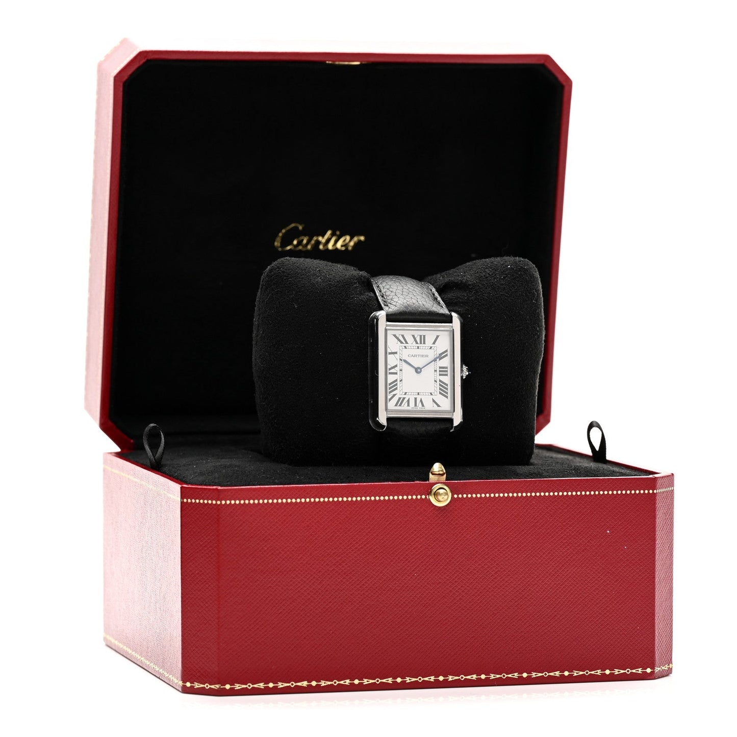 Stainless Steel Calfskin 27mm Tank Solo Quartz Watch