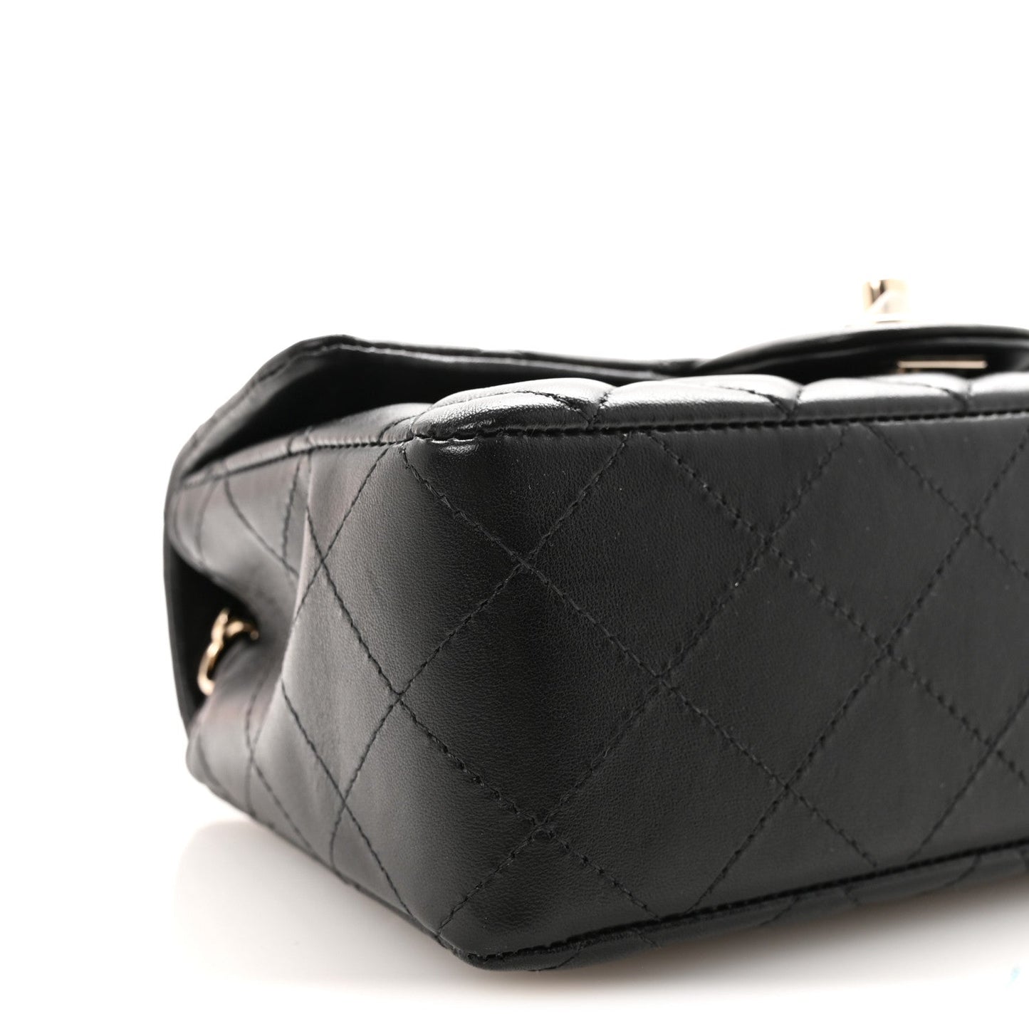 Lambskin Quilted Mini Rectangular Flap Black