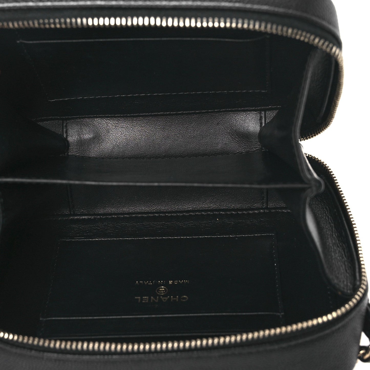 Caviar Quilted CC Filigree Vanity Clutch With Chain Black
