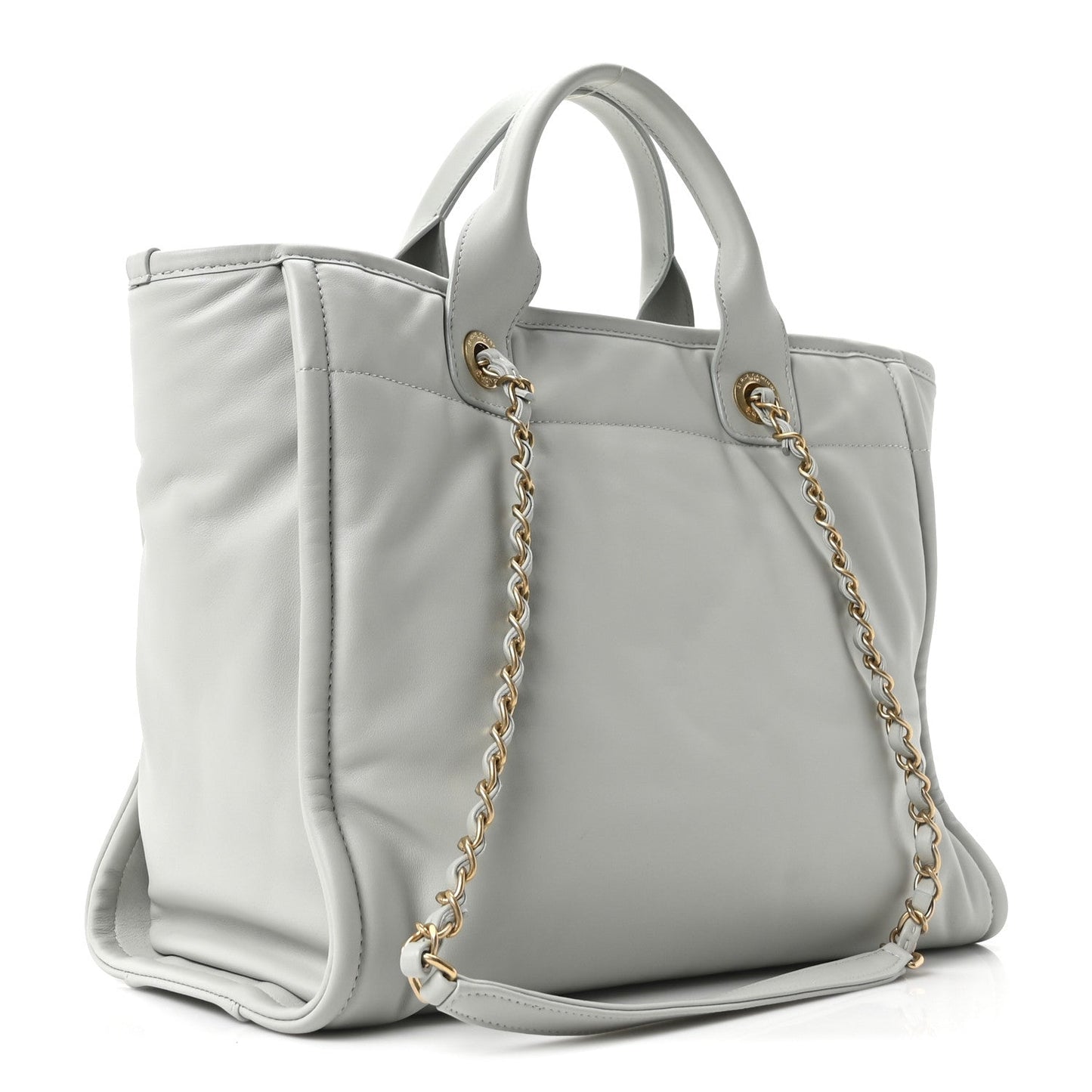 Calfskin Small Deauville Tote Light Grey