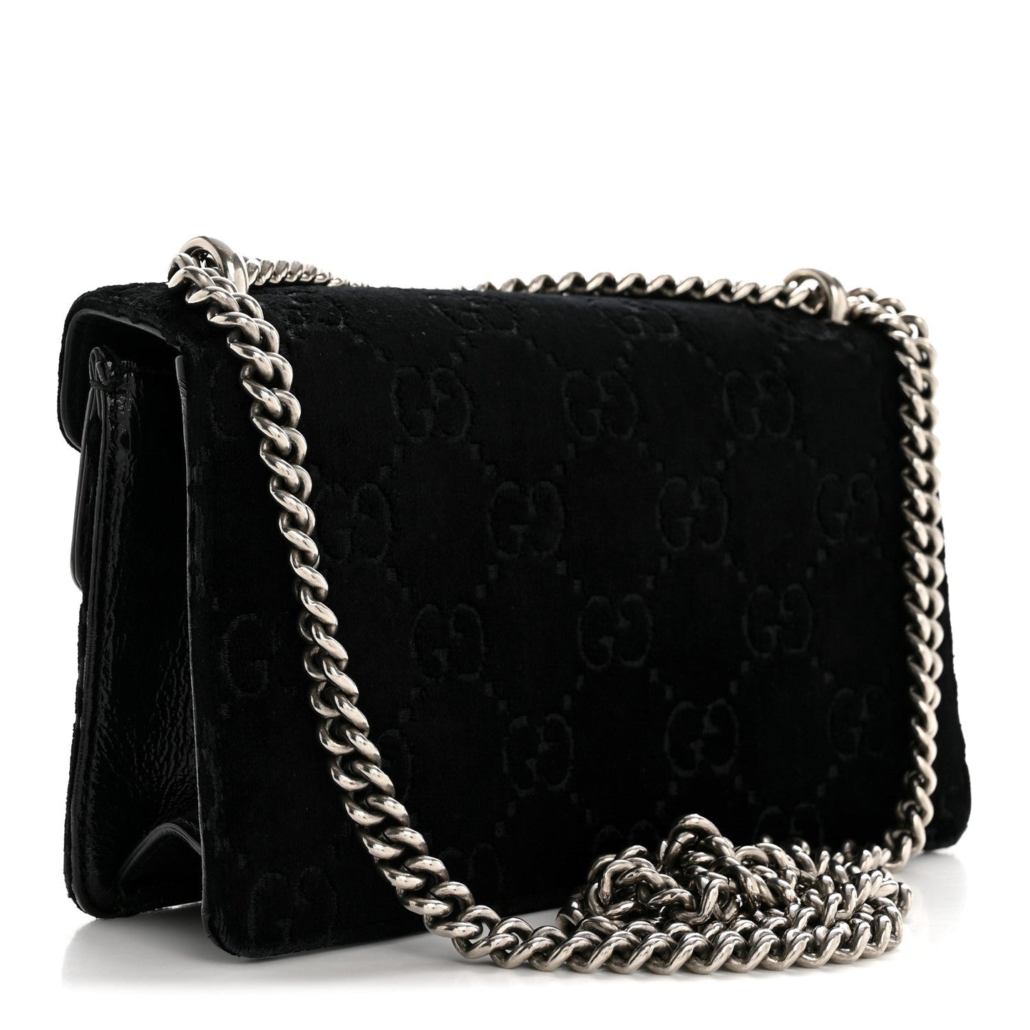 Velvet Skipper Crystal GG Monogram Small Dionysus Shoulder Bag Black Black Diamond