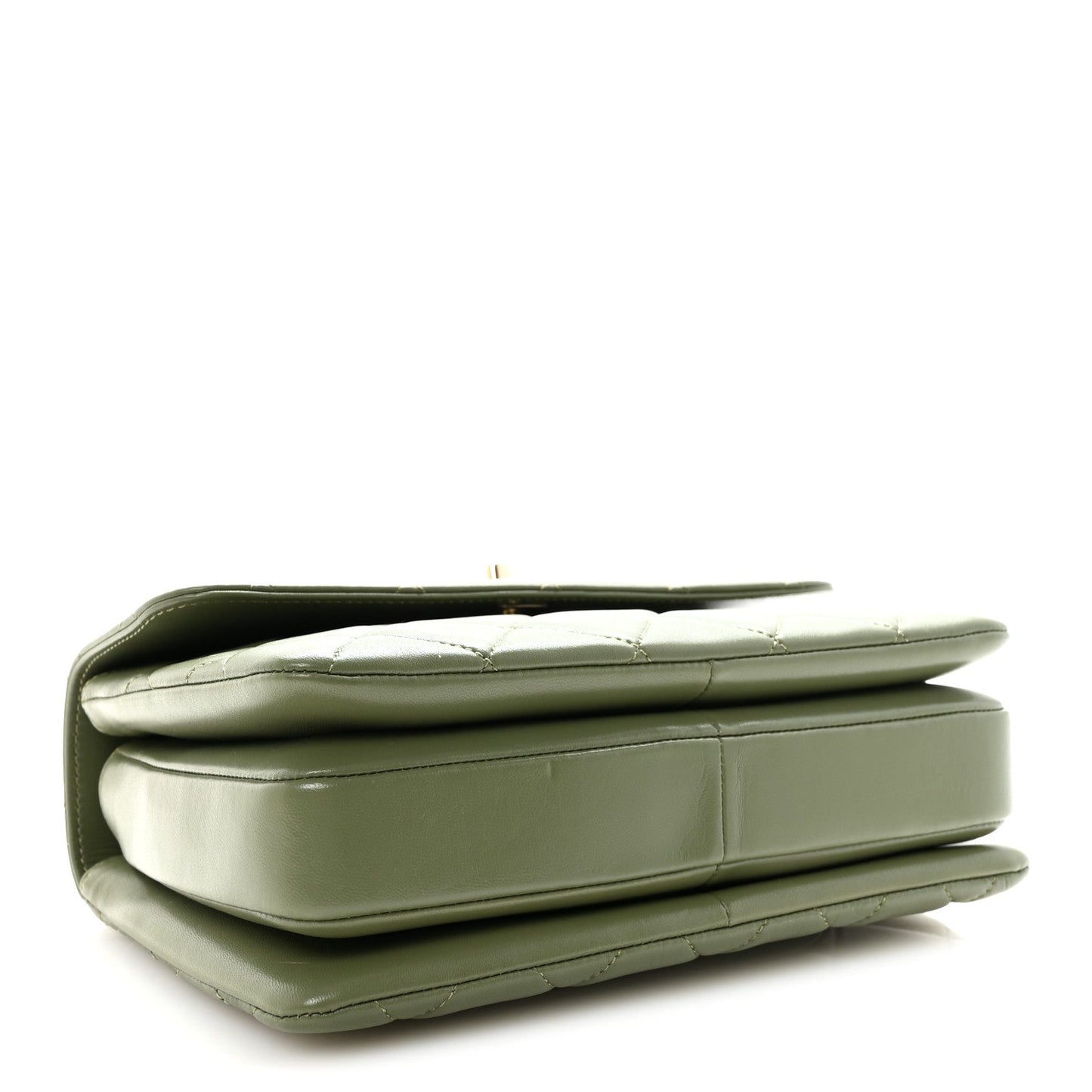 Lambskin Quilted Small Trendy CC Flap Dual Handle Bag Green