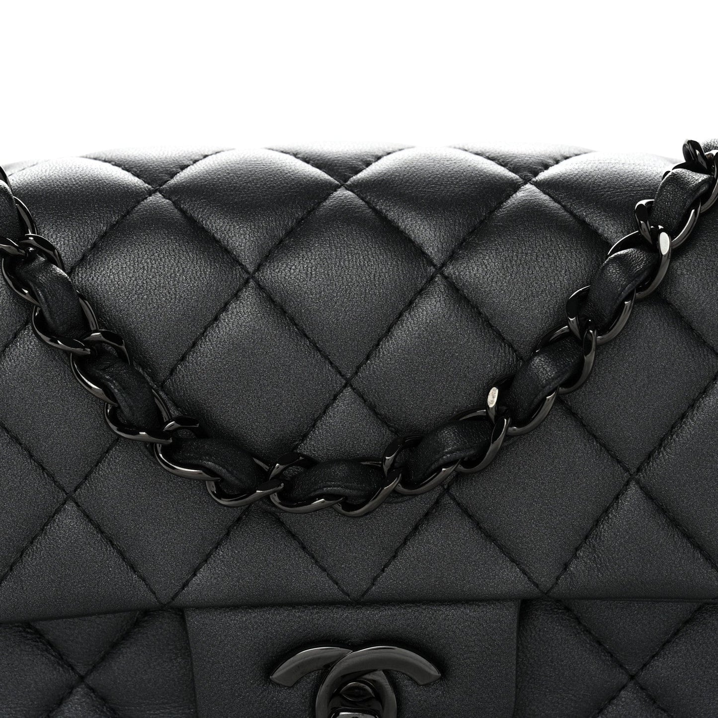 Lambskin Quilted Mini Rectangular Flap So Black