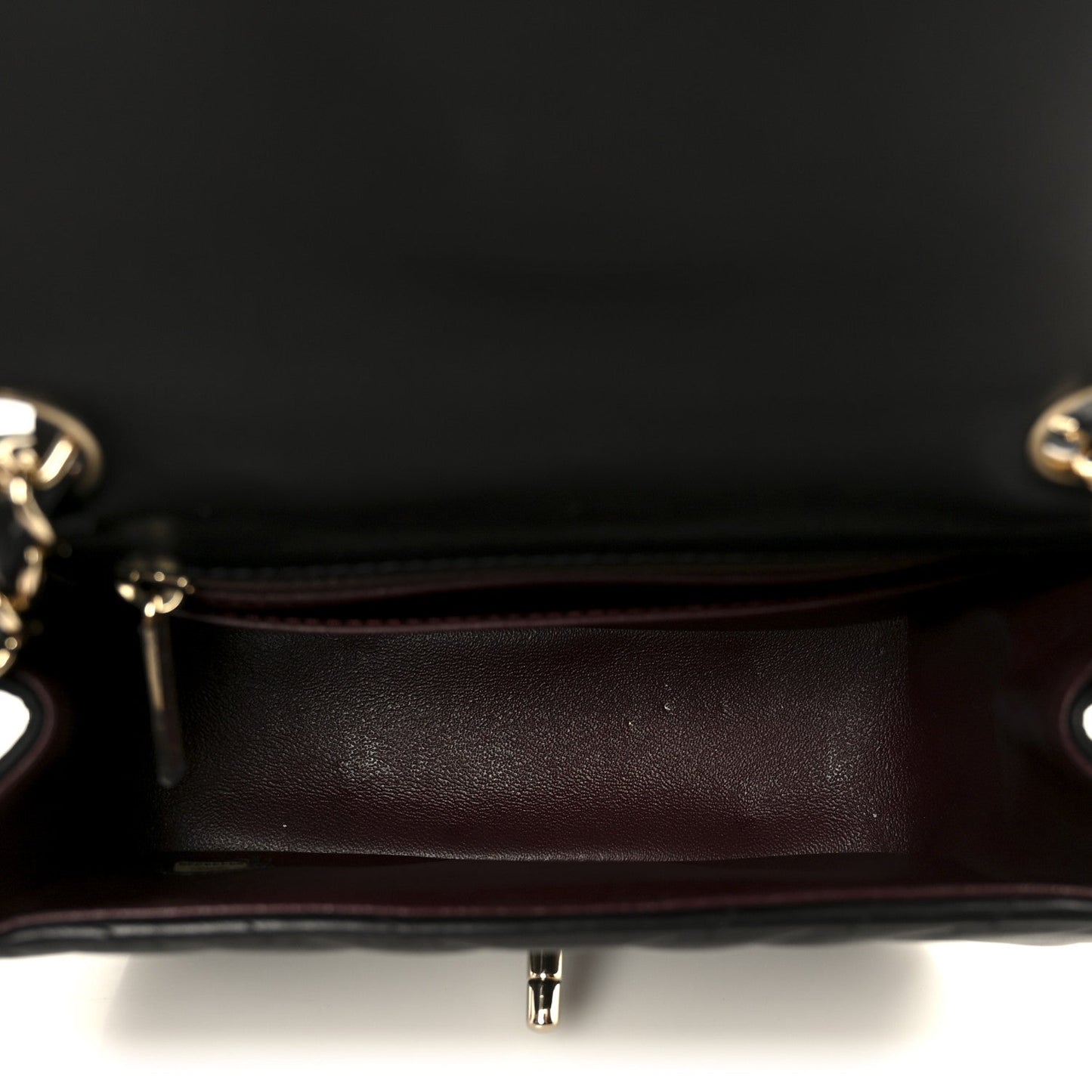 Lambskin Chevron Quilted Mini Square Flap Black