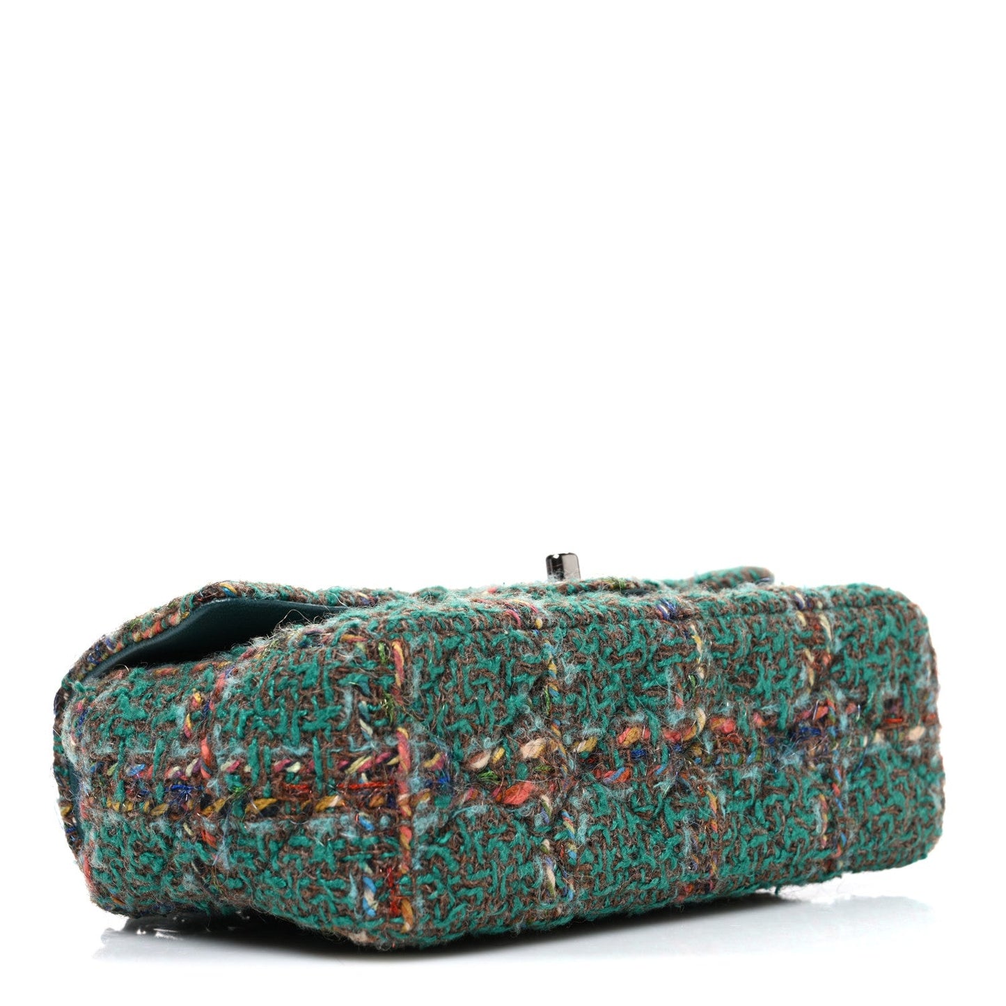 Tweed Quilted Mini Rectangular Flap Green