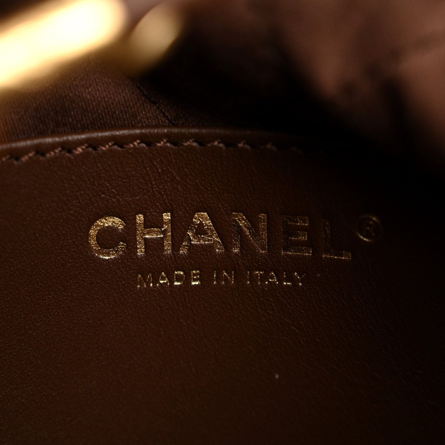 Shiny Calfskin Quilted Mini Chanel 22 Brown
