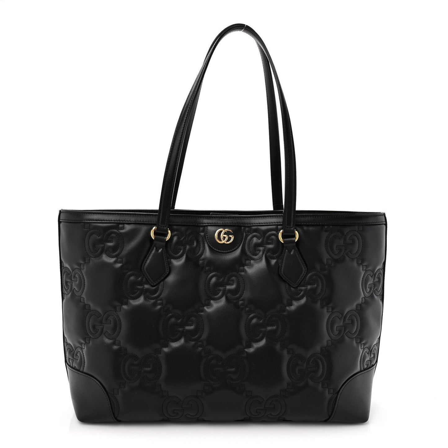 Calfskin GG Matelasse Medium Ophidia Shopping Tote Black