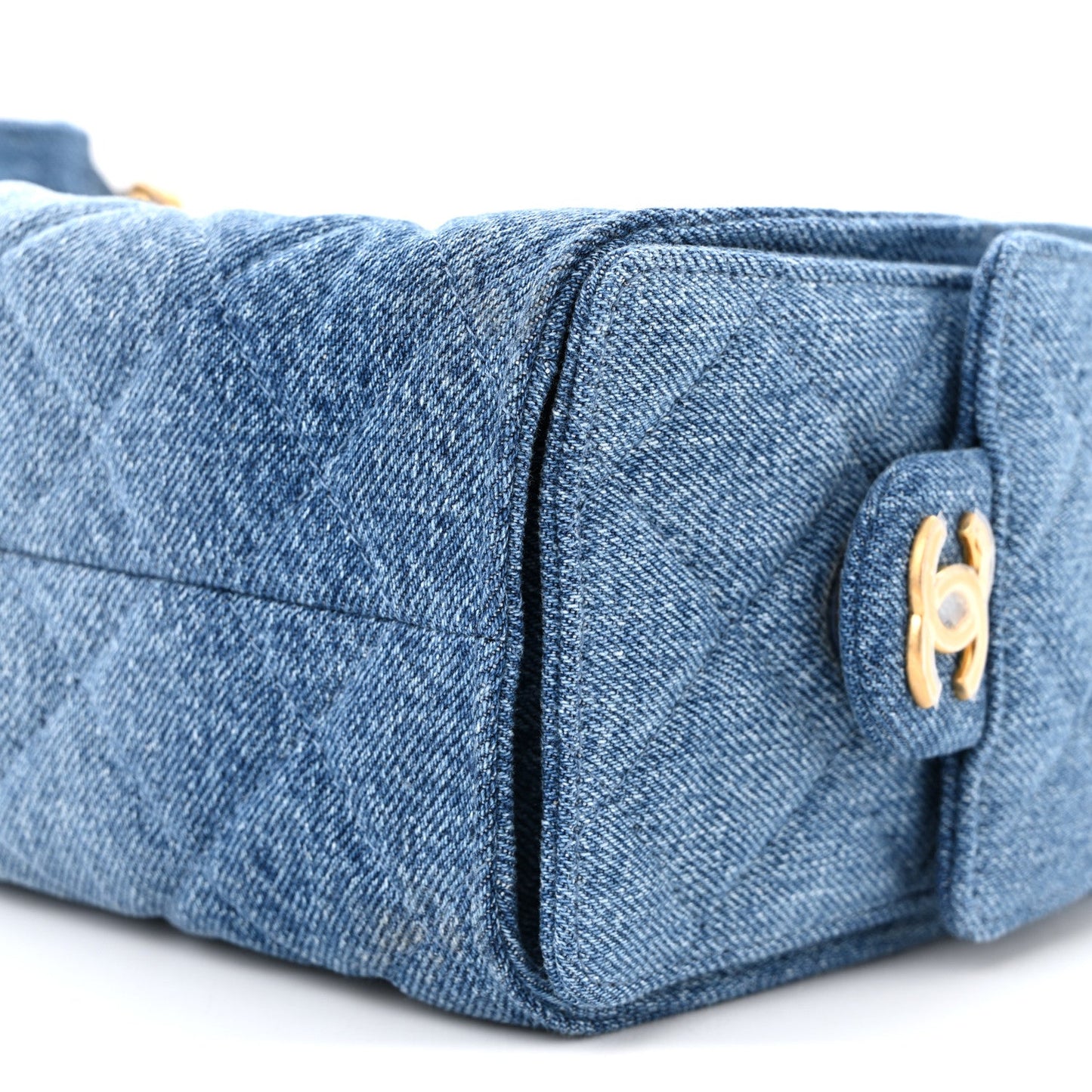 Washed Denim Quilted Mini Chanel 25 Handbag Blue