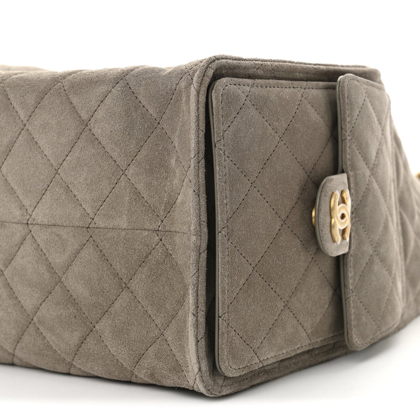 Suede Quilted Medium Chanel 25 Handbag Dark Grey
