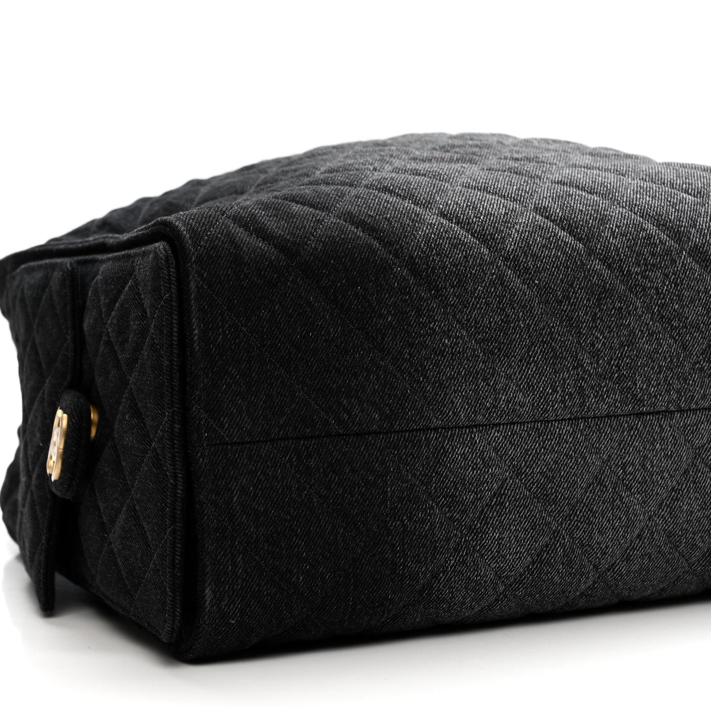 Washed Denim Quilted Large Chanel 25 Handbag Black