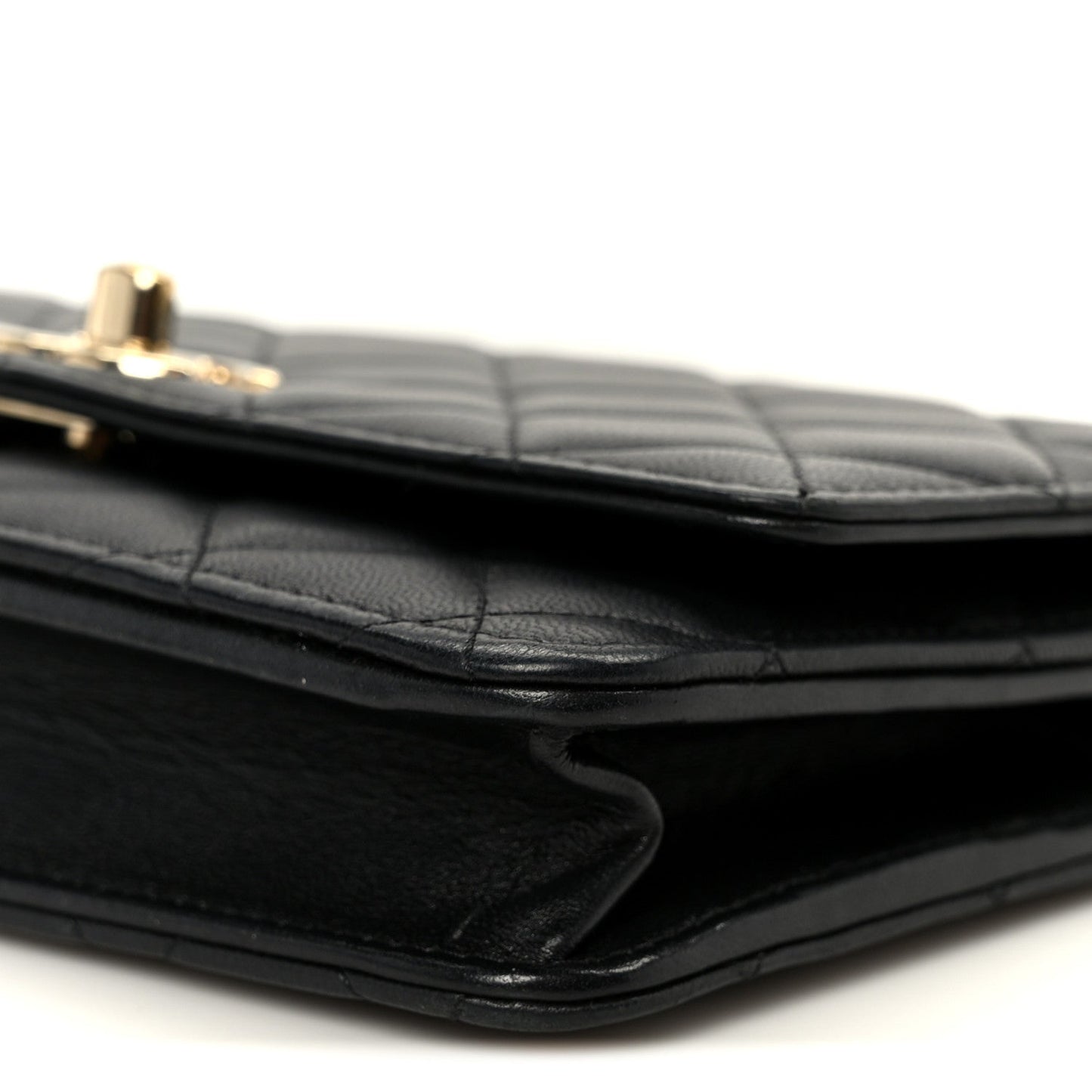 Lambskin Quilted Trendy CC Wallet On Chain WOC Black