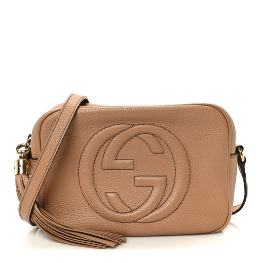 Pebbled Calfskin Small Soho Disco Bag Rose Beige