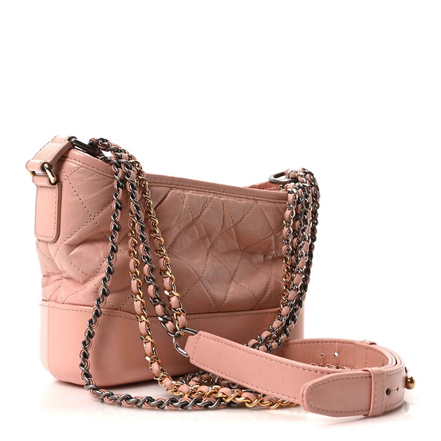 Aged Calfskin Quilted Small Gabrielle Hobo Pink