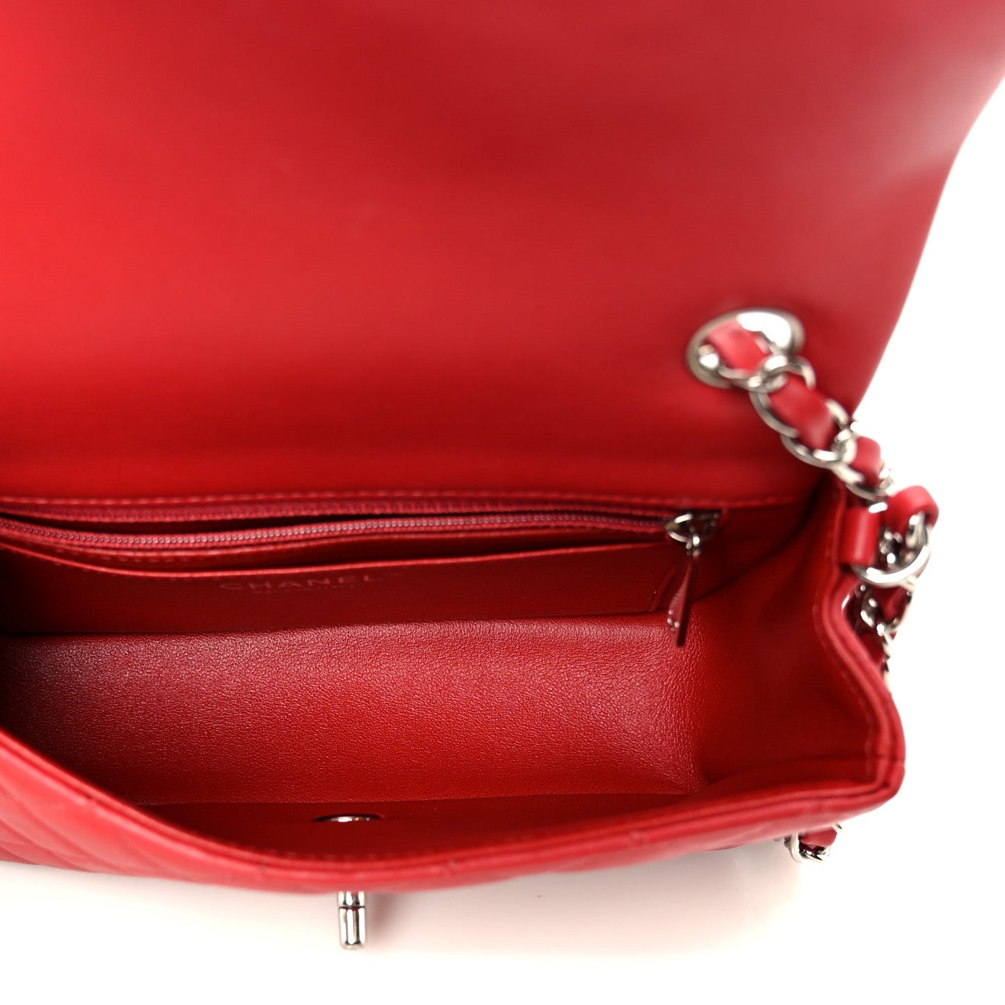 Lambskin Quilted Mini Rectangular Flap Dark Red