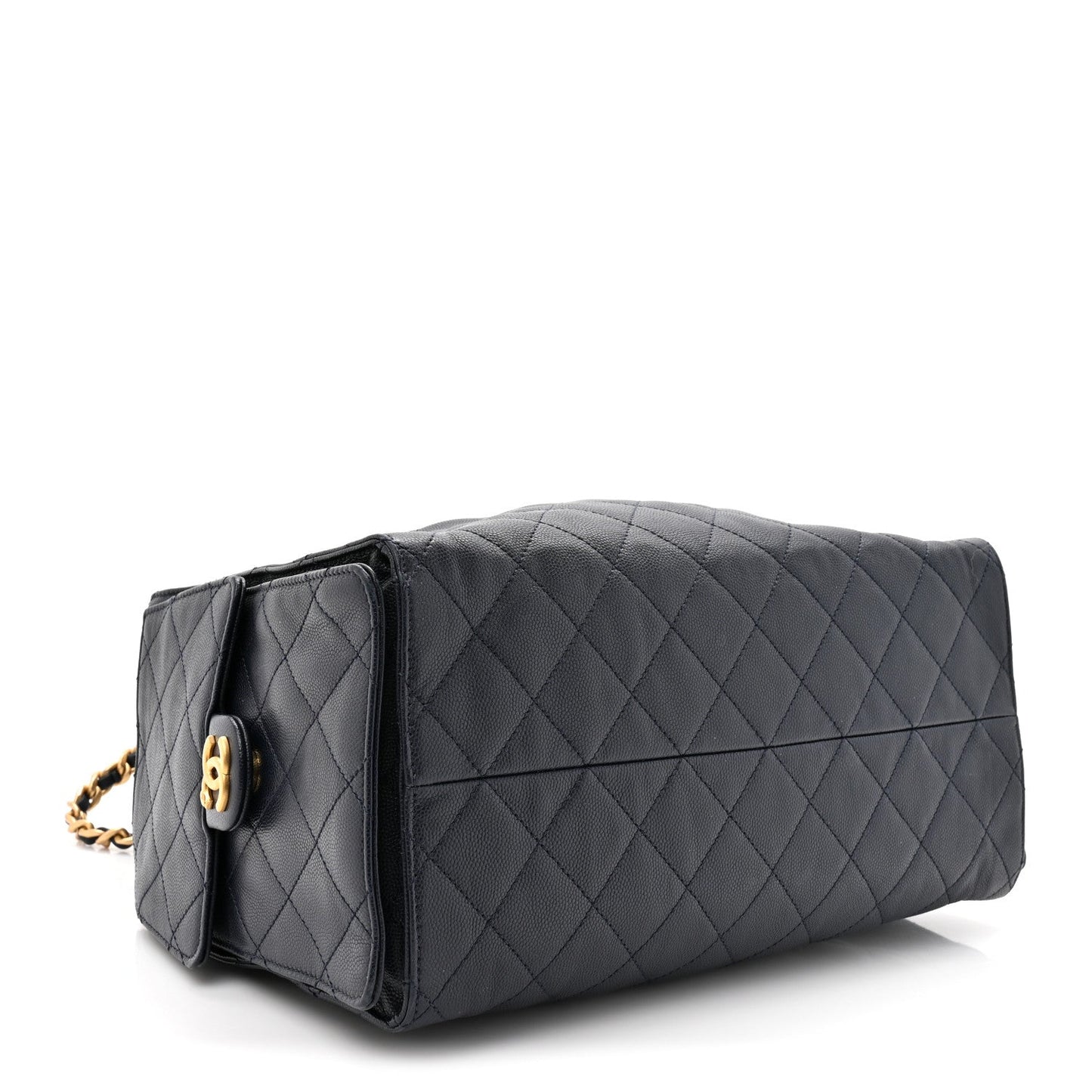 Caviar Quilted Medium Chanel 25 Handbag Dark Navy