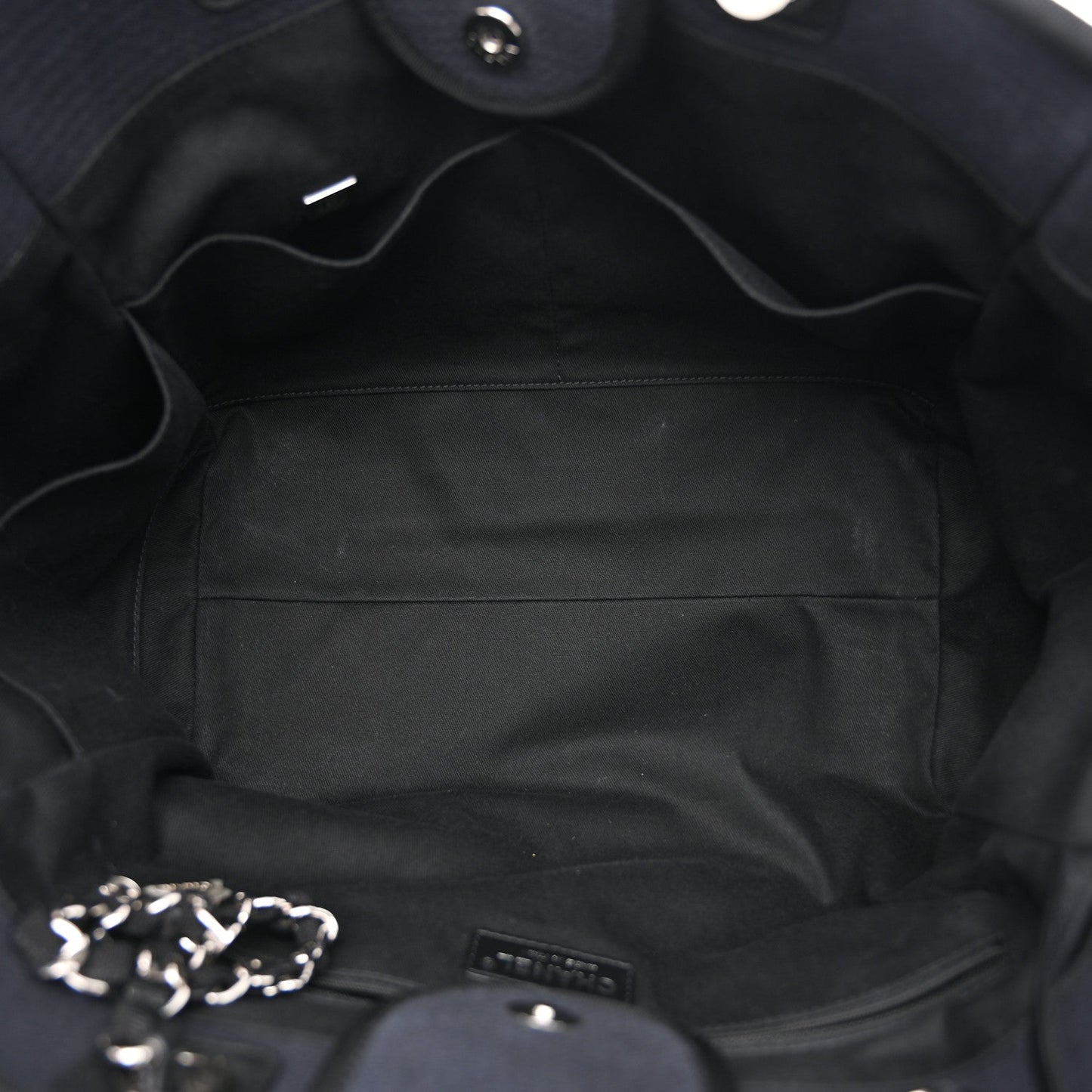 Mixed Fibers Calfskin Medium Deauville Tote Navy Blue
