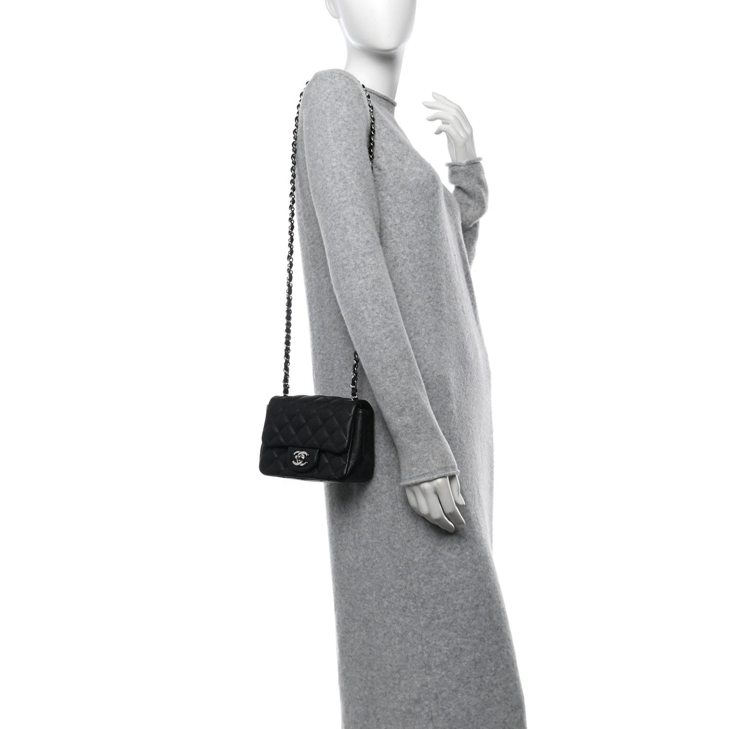 Caviar Quilted Mini Square Flap Black