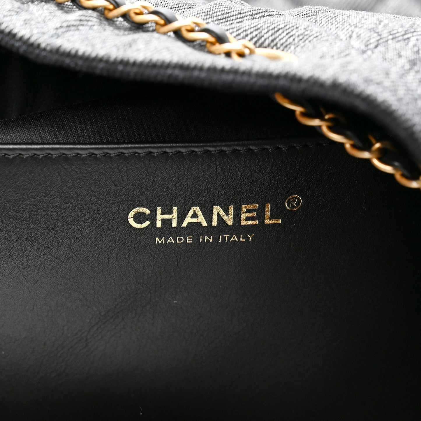 Washed Denim Quilted Large Chanel 25 Handbag Black